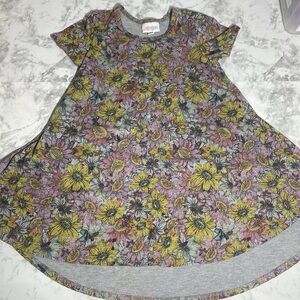 LuLaRoe Kids Floral Dress in Purple, Gray and Yellow Size 4